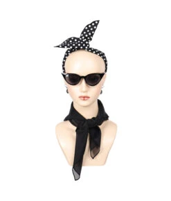 Vintage Scarf Black Dot Sunglasses 2Pcs Set Halloween Costume Accessories
