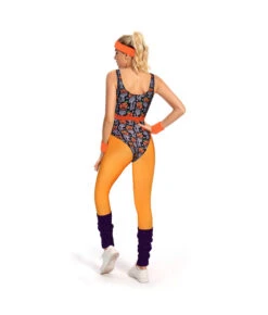 1980s Fitness Orange Printed Jumpsuit 6Pcs Set Women Halloween Costume -Accessories Shop Women2080s20Print20Fitness20Jumpsuit206Pcs20Set20Halloween20Costume208 700x823 1