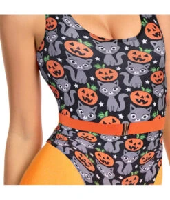 1980s Fitness Orange Printed Jumpsuit 6Pcs Set Women Halloween Costume -Accessories Shop Women2080s20Print20Fitness20Jumpsuit206Pcs20Set20Halloween20Costume209 700x823 1