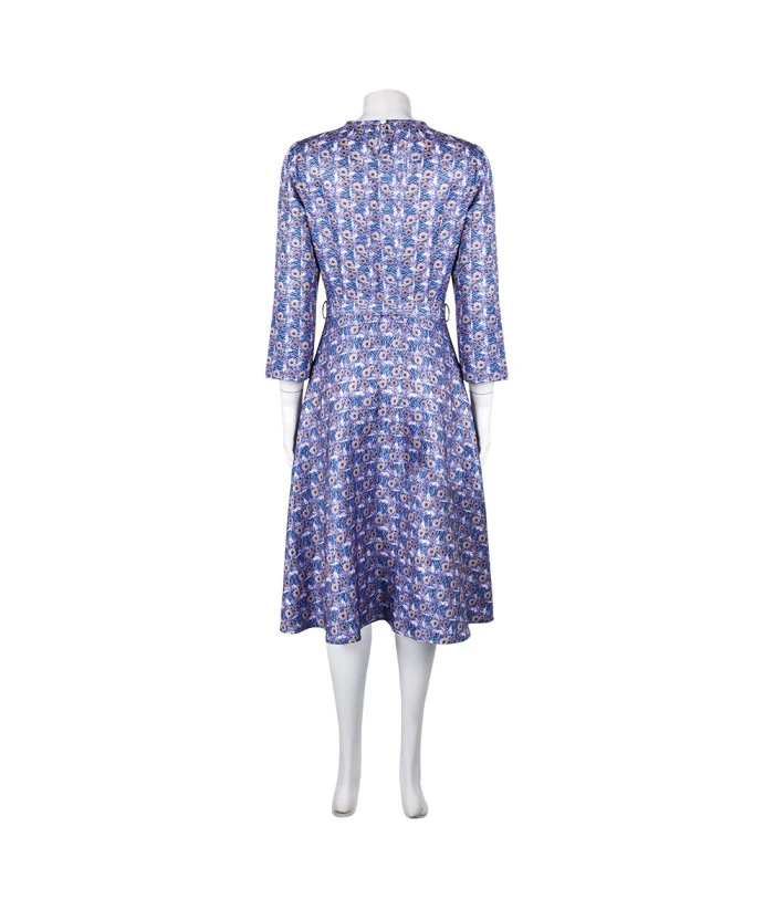 Women Vintage Purple Printed Dress Halloween Costume 6 Women Vintage Purple Printed Dress Halloween Costume - Image 4