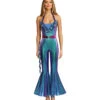 1980s DIsco Laser Flare Jumpsuit 3Pcs Women Halloween Costume