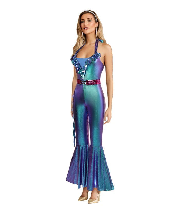 1980s DIsco Laser Flare Jumpsuit 3Pcs Women Halloween Costume 4 1980s DIsco Laser Flare Jumpsuit 3Pcs Women Halloween Costume - Image 2