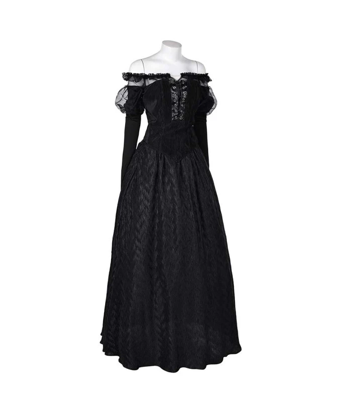 Witch Lace Gothic Shoulder Gown Women Halloween Costume 7 Witch Lace Gothic Shoulder Gown Women Halloween Costume - Image 5