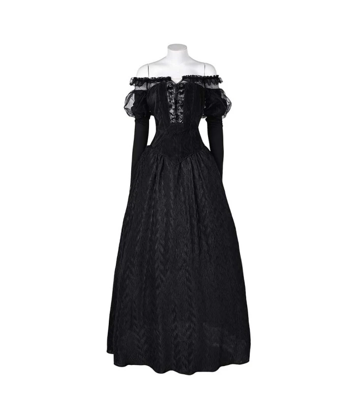 Witch Lace Gothic Shoulder Gown Women Halloween Costume 8 Witch Lace Gothic Shoulder Gown Women Halloween Costume - Image 6