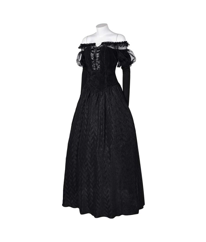 Witch Lace Gothic Shoulder Gown Women Halloween Costume 5 Witch Lace Gothic Shoulder Gown Women Halloween Costume - Image 3