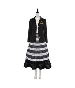 Women Black Uniform Suit Long Dress Halloween Costume