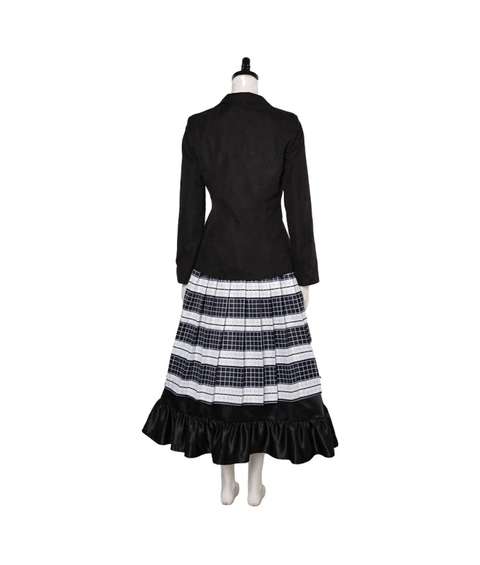 Women Black Uniform Suit Long Dress Halloween Costume 6 Women Black Uniform Suit Long Dress Halloween Costume - Image 4