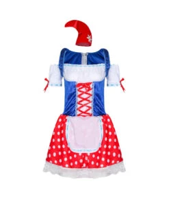 Women German Bavaria Oktoberfest Polka Dot Dress Carnival Halloween Costume