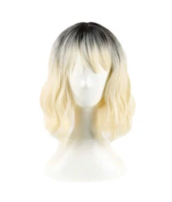 Women Golden Gradated Short Hair Wig Halloween Costume