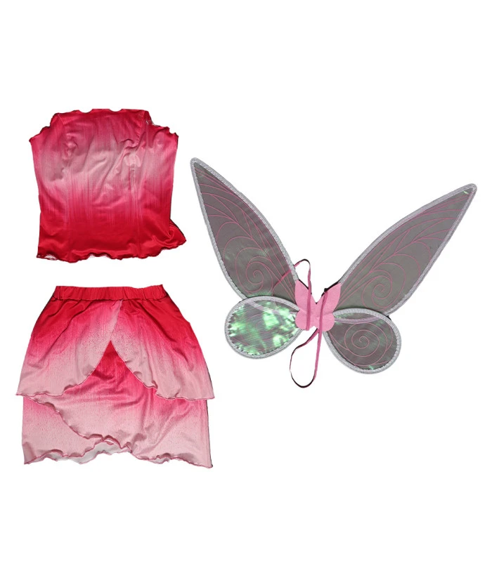 Women Pink Fairy Dress With Wings Halloween Costume 7 Women Pink Fairy Dress With Wings Halloween Costume - Image 5