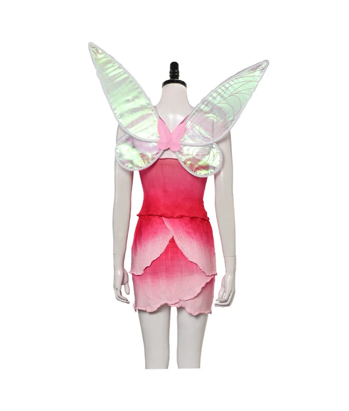 Women Pink Fairy Dress With Wings Halloween Costume 6 Women Pink Fairy Dress With Wings Halloween Costume - Image 4