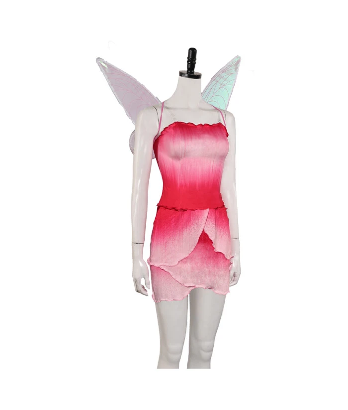 Women Pink Fairy Dress With Wings Halloween Costume 4 Women Pink Fairy Dress With Wings Halloween Costume - Image 2