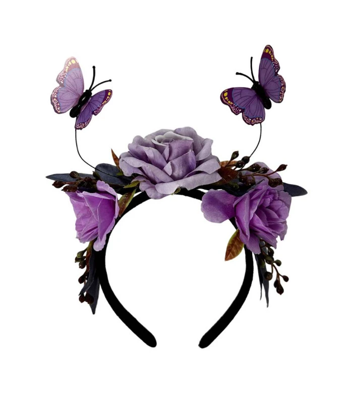 Adult Butterfly Flower Headband Día De Muertos Halloween Costume Accessories 5 Adult Butterfly Flower Headband Día De Muertos Halloween Costume Accessories - Image 3