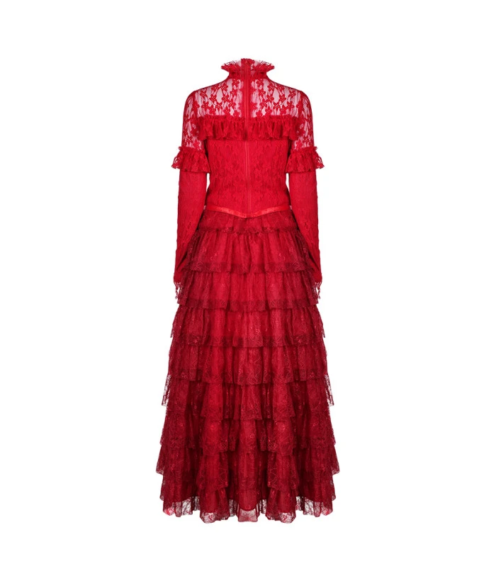 Women Red Wedding Dress Mesh Long Dress Witch Role Play Halloween Costume 5 Women Red Wedding Dress Mesh Long Dress Witch Role Play Halloween Costume - Image 4