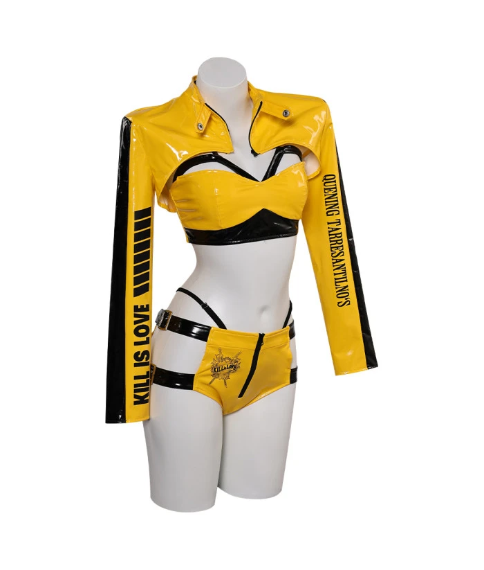 Women Yellow Leather Sexy Lingerie With Coat Futuristic Sci Fi Style Halloween Costume 4 Women Yellow Leather Sexy Lingerie With Coat Futuristic Sci Fi Style Halloween Costume - Image 2