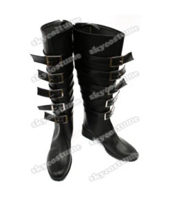 Women Black Leather Gothic Boots Halloween Costume Accessories