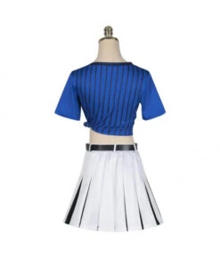 Women Blue Top White Short Skirt Cheerleader Uniform Halloween Costume 10 Women Blue Top White Short Skirt Cheerleader Uniform Halloween Costume -Accessories Shop anri teieri blue lock outfit halloween cosplay costume 3 700x823 1