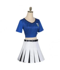 Women Blue Top White Short Skirt Cheerleader Uniform Halloween Costume 9 Women Blue Top White Short Skirt Cheerleader Uniform Halloween Costume -Accessories Shop anri teieri blue lock outfit halloween cosplay costume 4 700x823 1