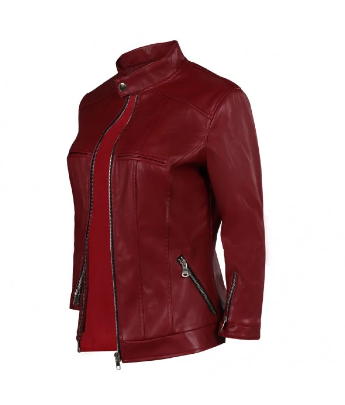 Women Red Jacket Motocycle GangCasual Outfit 4 Women Red Jacket Motocycle GangCasual Outfit - Image 2