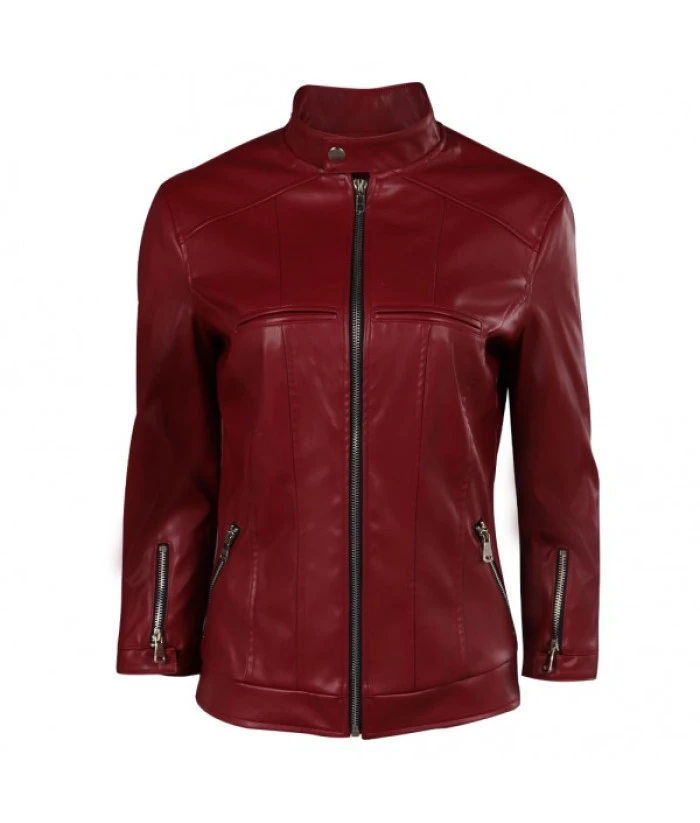 Women Red Jacket Motocycle GangCasual Outfit 5 Women Red Jacket Motocycle GangCasual Outfit - Image 3
