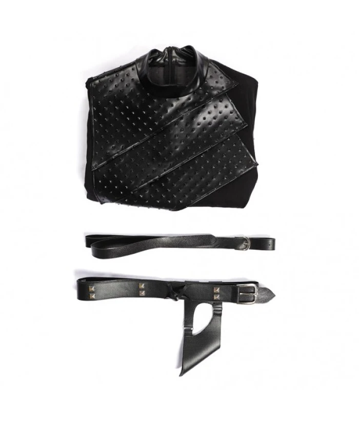 Men Medieval Fantasy Black Leather Armor Pauldron Halloween Costume - Image 8