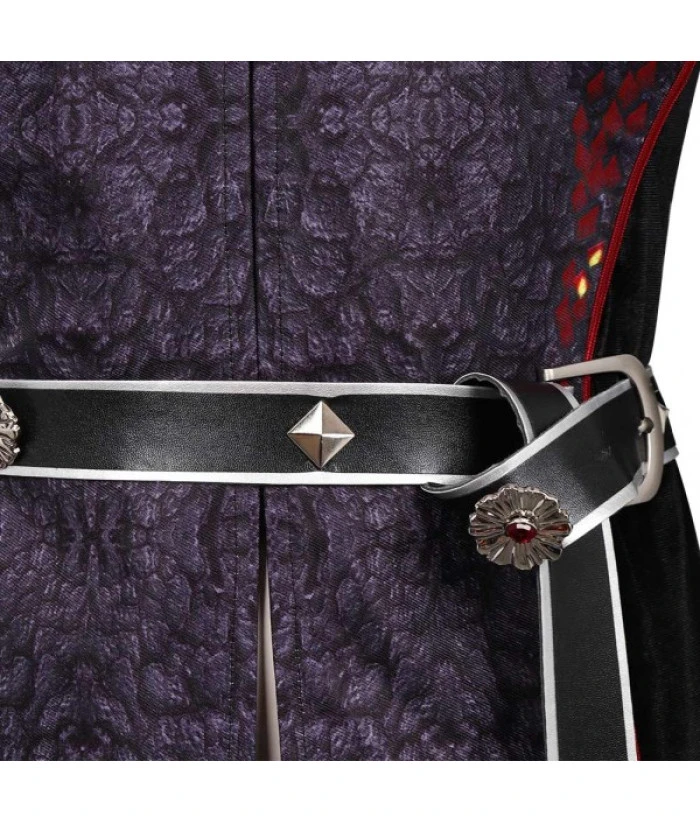 Men Medieval Fantasy Red Line Outfit Dark Suit Prince Halloween Costume 7 Men Medieval Fantasy Red Line Outfit Dark Suit Prince Halloween Costume - Image 5