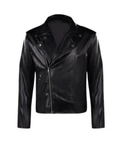 Men T-birds Printed Black Leather Jacket Casual Outfit