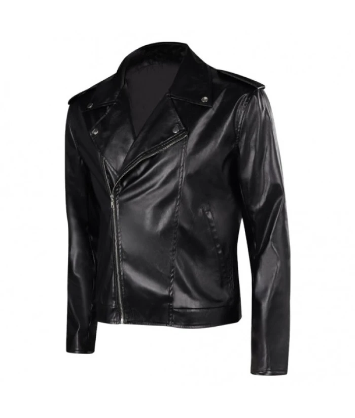 Men T-birds Printed Black Leather Jacket Casual Outfit 4 Men T-birds Printed Black Leather Jacket Casual Outfit - Image 2