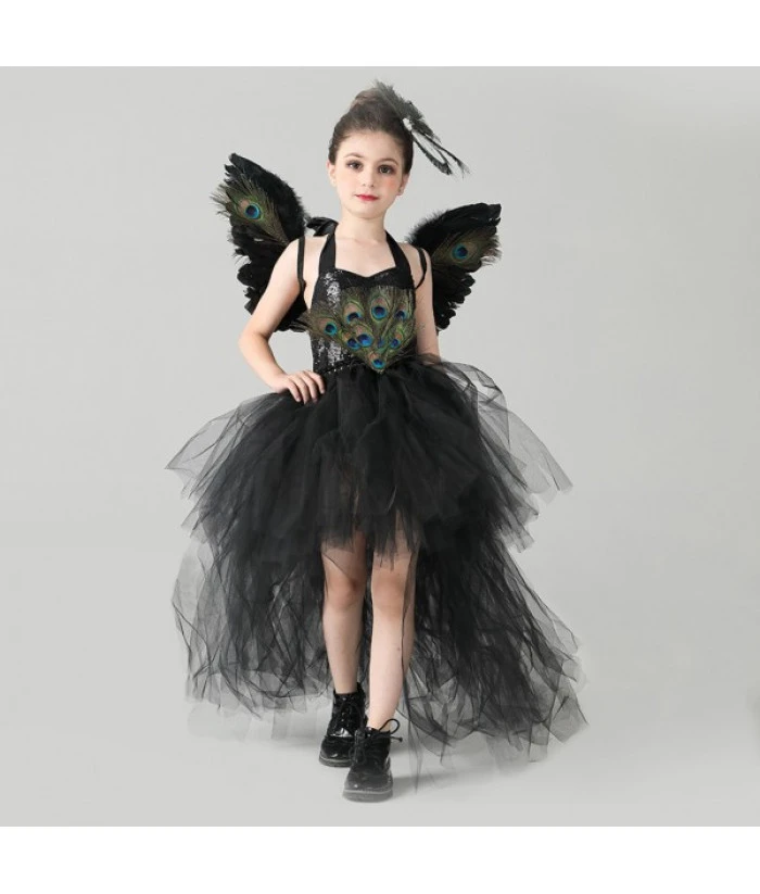 Girl Puffy Dress Peacock Halloween Cosplay Costume 7 Girl Puffy Dress Peacock Halloween Cosplay Costume - Image 5