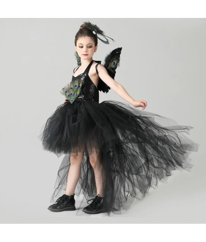 Girl Puffy Dress Peacock Halloween Cosplay Costume 3 Girl Puffy Dress Peacock Halloween Cosplay Costume