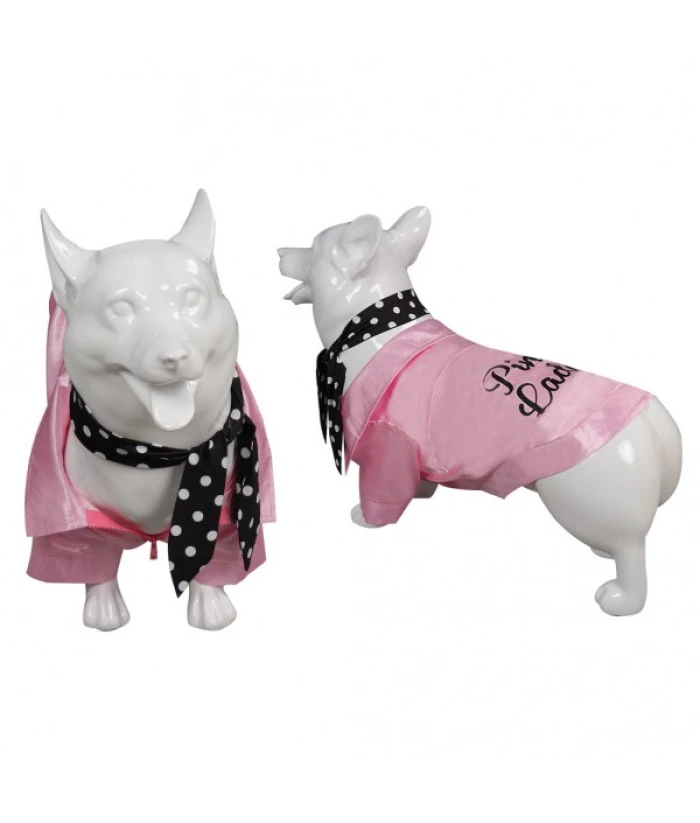 1980s Pink Jacket Black Silk Pet Halloween Costume 8 1980s Pink Jacket Black Silk Pet Halloween Costume - Image 6