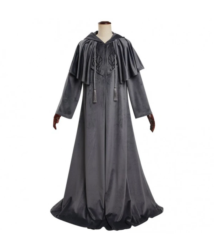 Adult Grey Long Robe Cloak Mistery Witch Fantasy Halloween Costume 3 Adult Grey Long Robe Cloak Mistery Witch Fantasy Halloween Costume