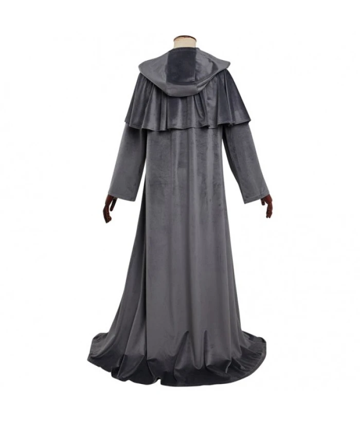 Adult Grey Long Robe Cloak Mistery Witch Fantasy Halloween Costume 5 Adult Grey Long Robe Cloak Mistery Witch Fantasy Halloween Costume - Image 3
