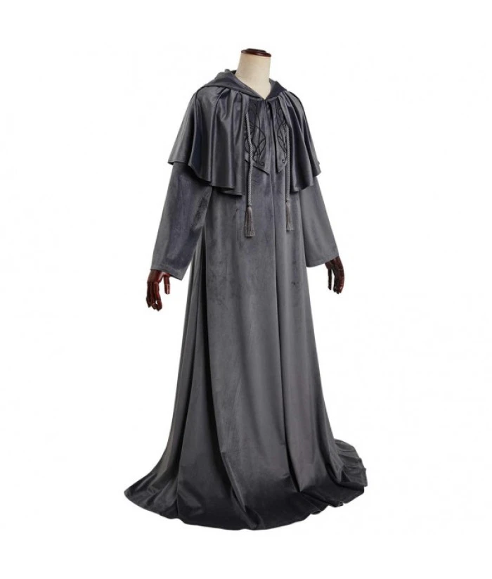 Adult Grey Long Robe Cloak Mistery Witch Fantasy Halloween Costume 4 Adult Grey Long Robe Cloak Mistery Witch Fantasy Halloween Costume - Image 2