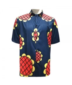 Men Sunflowers DarK Blue Beach Shirt Hawaii Style Summer Time