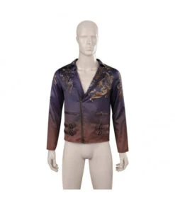 Men Leather Gradient Printed Jacket
