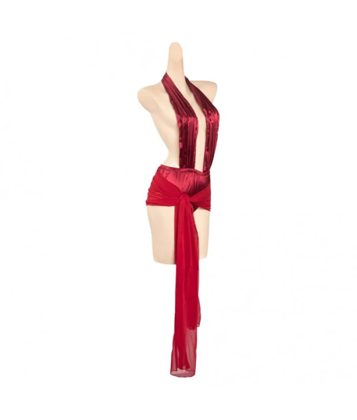 Women Red Sexy Silk Cover Halloween Costume 8 Women Red Sexy Silk Cover Halloween Costume - Image 6
