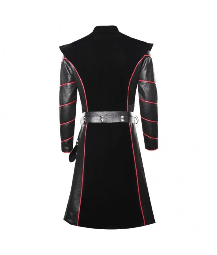 Men Medieval Fantasy Red Strip Leather Outfit Set Prince Halloween Costume - Image 3