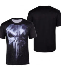 Teen Skull Printed T-shirt Outfits -Accessories Shop punisher daredevil t shirt outfits halloween cosplay costume 7 700x823 1