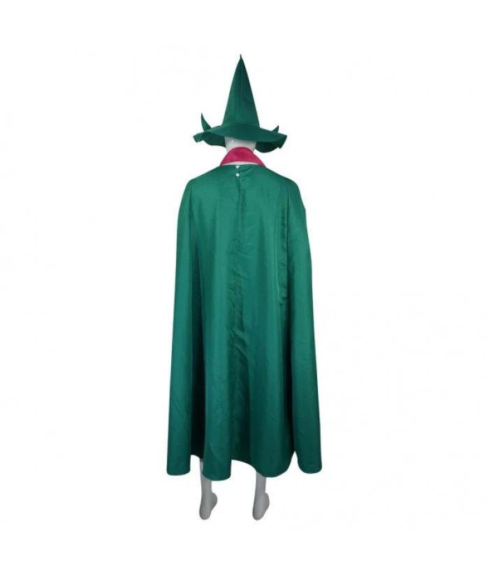 Adult Green Long Robe Heart Printed Witch Halloween Costume 6 Adult Green Long Robe Heart Printed Witch Halloween Costume - Image 4