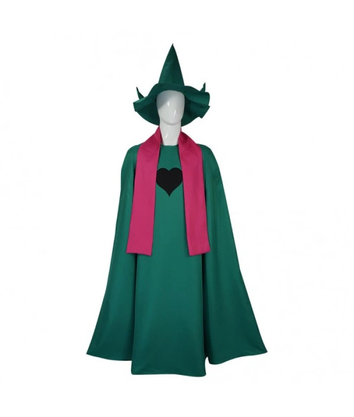 Adult Green Long Robe Heart Printed Witch Halloween Costume 5 Adult Green Long Robe Heart Printed Witch Halloween Costume - Image 3