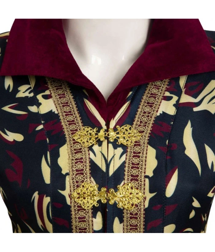 Women Fantasy Royal Black Golden Printed Long Dress Halloween Carnival Costume 7 Women Fantasy Royal Black Golden Printed Long Dress Halloween Carnival Costume - Image 5