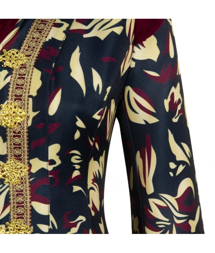 Women Fantasy Royal Black Golden Printed Long Dress Halloween Carnival Costume 9 Women Fantasy Royal Black Golden Printed Long Dress Halloween Carnival Costume - Image 7