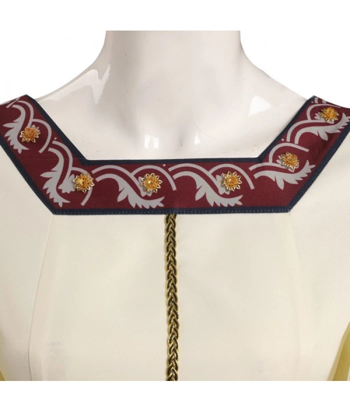 Women Medieval Fantasy Princess Palace Royal White Dress Square Collar Halloween Costume - Image 5