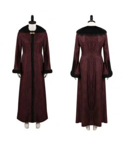 Women Medieval Dark Red Fur Collar Dress Queen Halloween Costume -Accessories Shop rhaenyra targaryen house of the dragon fur collar dress halloween cosplay costume 8 700x823 1