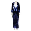 Women 90s Dark Blue Silk Dress Halloween Costume