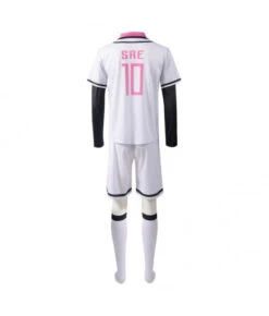 Men White No.10 Printed Soccer Team Uniform -Accessories Shop sae itoshi blue lock outfit halloween cosplay costume 3 700x823 1