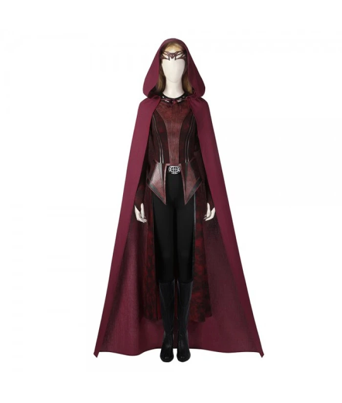 Women Red Cloak Leather Vest 6Pcs Fantasy Halloween Costume