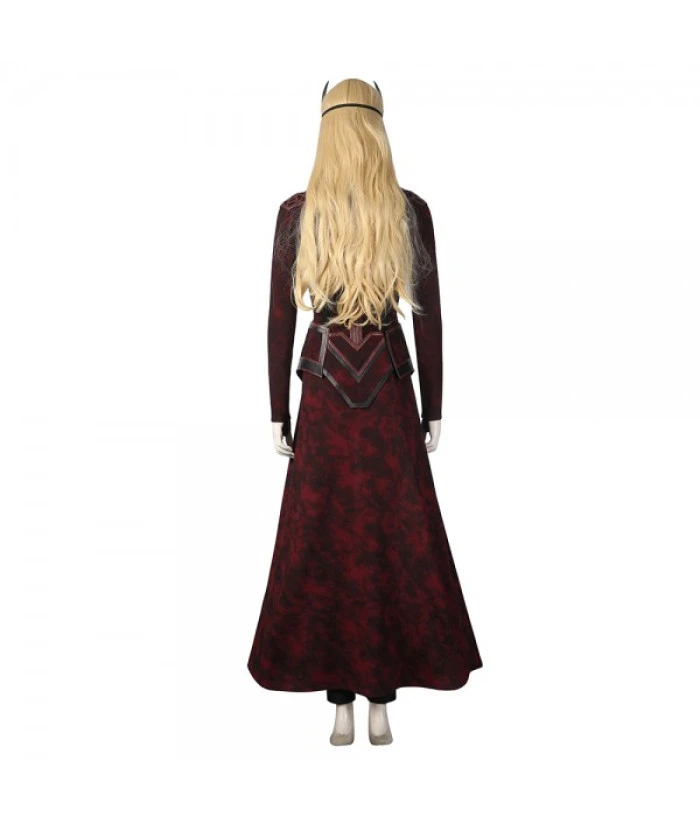 Women Red Cloak Leather Vest 6Pcs Fantasy Halloween Costume - Image 5