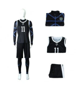 Men Black Slim Soccer Team Uniform 3Pcs Sportswear -Accessories Shop seishiro nagi blue lock outfits halloween cosplay costume 1 700x823 1